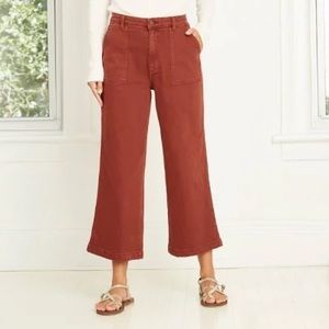 High Waisted Wide Leg Pants - Rust